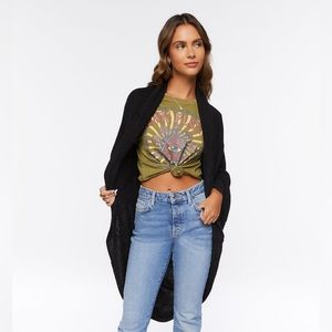 Ribbed Open-Front Cardigan Sweater